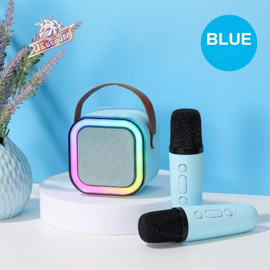 Karaokê Infantil com Caixinha De Som Bluetooth Led C/ 2 Microfones